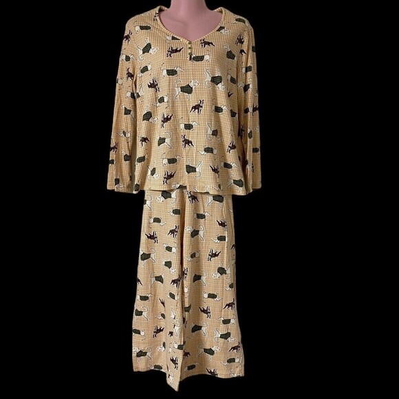 Sleep Sense Women’s Pajama Set M/L Dogs Bulldog Retreiver Dachshund Long Sleeve - Picture 1 of 5